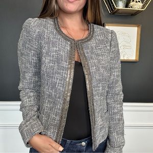 Tory Burch Grey, Metallic Tweed Evening Jacket - Size 6